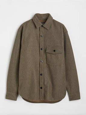 H&M Men’s Heavy Felted Overshirt Oversized Shirt Jacket Brown/Gray Marl